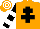 Orange, Black Cross of Lorraine, Black and White hooped sleeves and cap