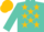 Turquoise, gold stars, gold cap