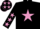 BLACK, mauve star, mauve stars on sleeves, black cap, mauve stars