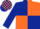 Dark Blue and Orange (quartered), Dark Blue sleeves, check cap