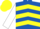 ROYAL BLUE & YELLOW CHEVRONS, white sleeves, royal blue armlet, yellow cap