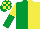 EMERALD GREEN & YELLOW HALVED, sleeves reversed, check cap