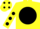 YELLOW, black disc, black spots on sleeves, yellow cap, black spots
