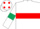 White, Red hoop, White sleeves, Dark Green armlets, White cap, Red spots