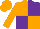 Orange and purple quarters, orange sleeves, orange cap