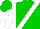 Green, white sash, white sleeves, green cap