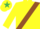 YELLOW, brown sash, yellow cap, emerald green star