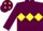 Maroon, Yellow triple diamond and diamonds on cap
