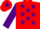 RED, purple stars, purple sleeves, purple star on cap