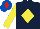 Dark Blue, Yellow diamond and sleeves, Royal Blue cap, Red diamond