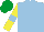 Light Blue, Yellow sleeves, Light Blue armlets, Emerald Green cap