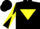 Black, yellow inverted triangle, diabolo on sleeves