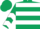 Dark Green, White hoops, chevrons on sleeves