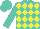 TURQUOISE, yellow diamonds, turquoise cap