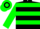 Black, Two green hoops, Green Sleeves, Green & Black hooped cap