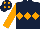 Dark Blue, Orange triple diamond, sleeves and diamonds on cap