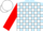 Light Blue and White check, Red sleeves, White cap