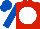 Red, White disc, Royal Blue sleeves and cap