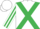 WHITE, emerald green cross belts, striped sleeves, white cap