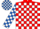 Red and White check, Royal Blue and White check sleeves and cap