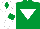 Emerald Green, White inverted triangle, White sleeves, Emerald Green armlets and diamond on White cap