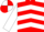 Red, White chevrons and sleeves, quartered cap