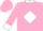 Hot pink, white diamond 'B' on back, white cuffs & collar