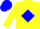 Yellow, blue diamond on back, matching cap