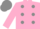 Pink, Grey spots, Pink sleeves, Grey cap