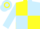 Yellow and Light Blue (quartered), Light Blue sleeves, hooped cap