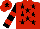 Red, Black stars, Black and Red hooped sleeves, Red cap, Black star