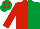 RED & EMERALD GREEN HALVED, emerald green cap, red spots