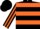 Black, Orange hoops, striped sleeves