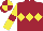 Maroon, Yellow triple diamond, Yellow sleeves, Maroon armlets, Maroon and Yellow quartered cap