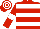 Red, white hoops and armlets, hooped cap