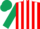 Red and White stripes, Dark Green sleeves and cap