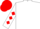 WHITE, red diamonds on sleeves, red cap