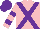 PINK, PURPLE cross belts, hooped sleeves, PURPLE cap