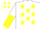 White, Yellow stars, halved sleeves and stars on cap