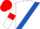 WHITE, ROYAL BLUE sash, WHITE sleeves, RED armlets, RED cap