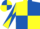 YELLOW & ROYAL BLUE QUARTERED, diabolo on sleeves, quartered cap