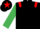 BLACK, red epaulettes, emerald green sleeves, black cap, red star