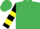 Emerald Green, Black and Yellow hooped sleeves