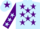Light Blue, Purple stars, Purple sleeves, Light Blue stars, Light Blue cap, Purple star