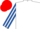 White, Royal Blue and White striped sleeves, Red cap