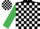 BLACK & WHITE CHECK, emerald green sleeves, white & black check cap