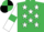 Emerald Green, White stars, White sleeves, Emerald Green armlets, Emerald Green and Black quartered cap