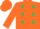 Orange, Emerald Green spots, Orange sleeves and cap
