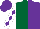 Dark Green and Purple (halved), White sleeves, Purple diamonds, Purple cap