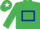 EMERALD GREEN, dark blue hollow box, dark blue armlet, emerald green cap, white star
